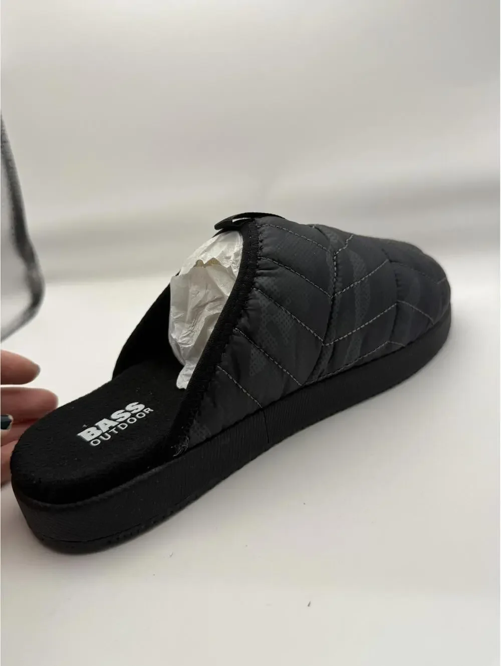 Bass Outdoor Puffer Slide Slippers US 7 Black Camo